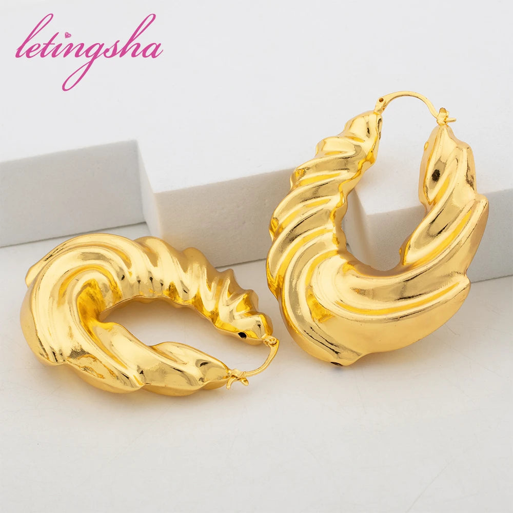 Luxury Gold Color Earrings Ins TK Hot Sale Long Necklace Chain Set Dubai African Fashion Jewelry Wedding Party Anniversary Gift