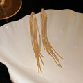 Gold Color Exquisite V-shaped Dangle Earrings Women Fashion Light Luxury Long Chain Fringe Earrings Daily Party Accessories K-