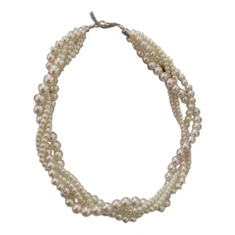 Collarbone Necklace Multilayer Multilayer Pearl Necklace French Necklace Vintage-Inspired For Fashion Accessory Wedding Bride