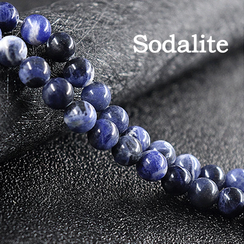 Natural Stone Dark Blue Sodalite Beads Bracelet 4 6 8 10 12mm Size Blue Veins Round Stone Elastic Line Bracelets Fashion Jewelry