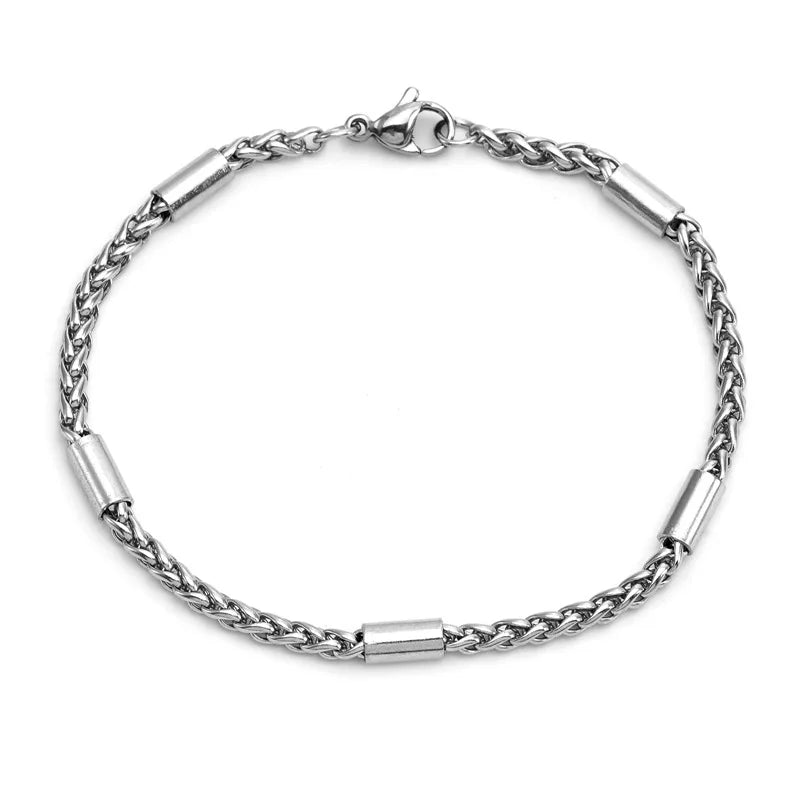 Minimalist Chain Links Bracelets for Men Boys,Never Fade Stainless Steel Tubes Chain LInks Wristband,Casual Simple Jewelry Gifts