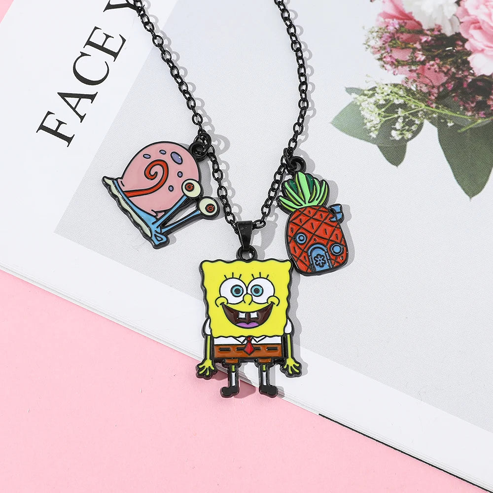 Cute Anime Cartoon Character Necklace Creative Metal Badge Pendant Fashion Jewelry Accessory for Friends