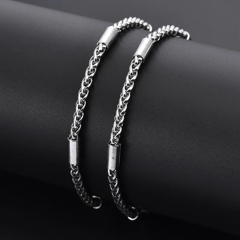 Minimalist Chain Links Bracelets for Men Boys,Never Fade Stainless Steel Tubes Chain LInks Wristband,Casual Simple Jewelry Gifts