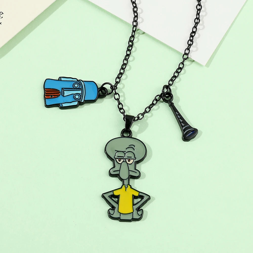 Cute Anime Cartoon Character Necklace Creative Metal Badge Pendant Fashion Jewelry Accessory for Friends