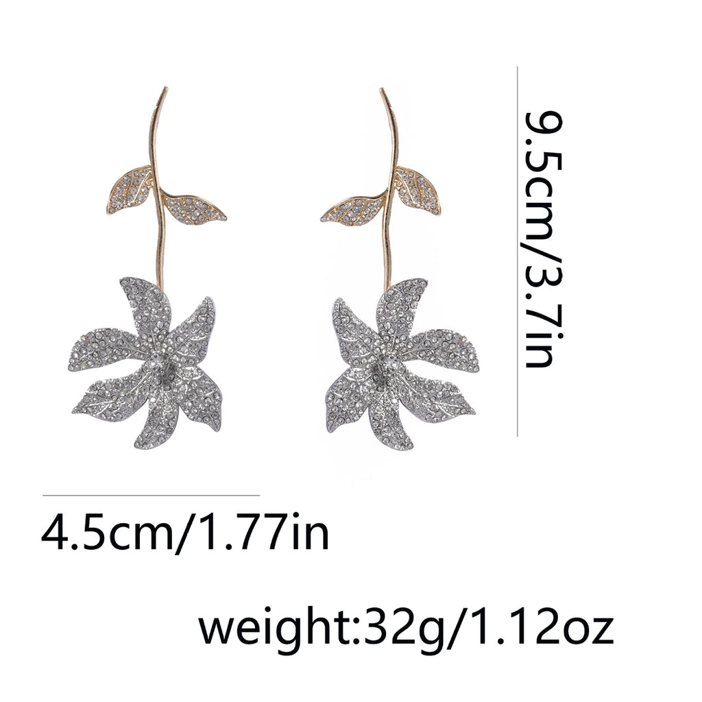 ZAA Elegant Jewelry Woman 2025 Trend Earrings Luxury Rhinestone Flower Shape Charm Ear Accessories Fashion Party Holiday Gifts