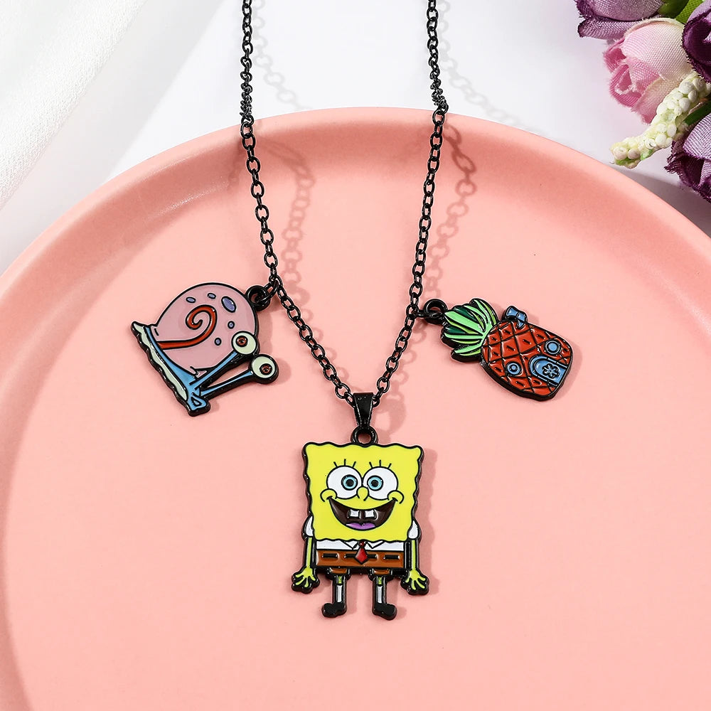 Cute Anime Cartoon Character Necklace Creative Metal Badge Pendant Fashion Jewelry Accessory for Friends