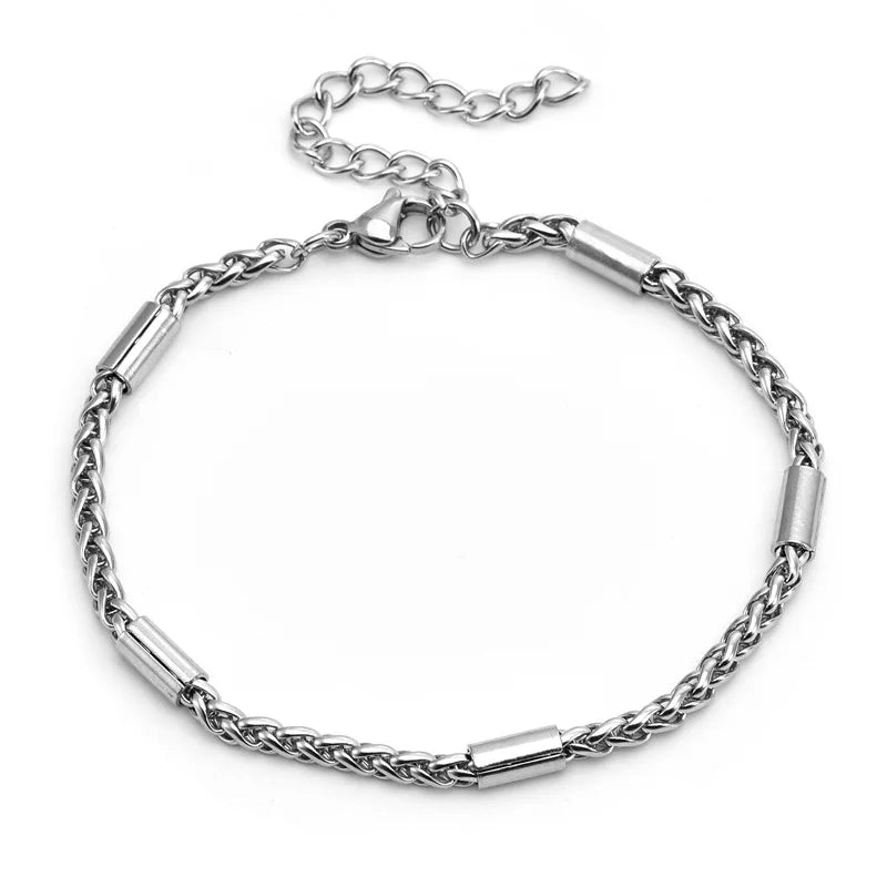 Minimalist Chain Links Bracelets for Men Boys,Never Fade Stainless Steel Tubes Chain LInks Wristband,Casual Simple Jewelry Gifts