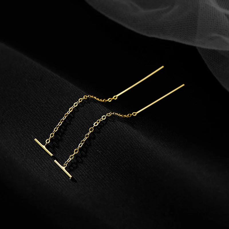 Gold Color Exquisite V-shaped Dangle Earrings Women Fashion Light Luxury Long Chain Fringe Earrings Daily Party Accessories K-