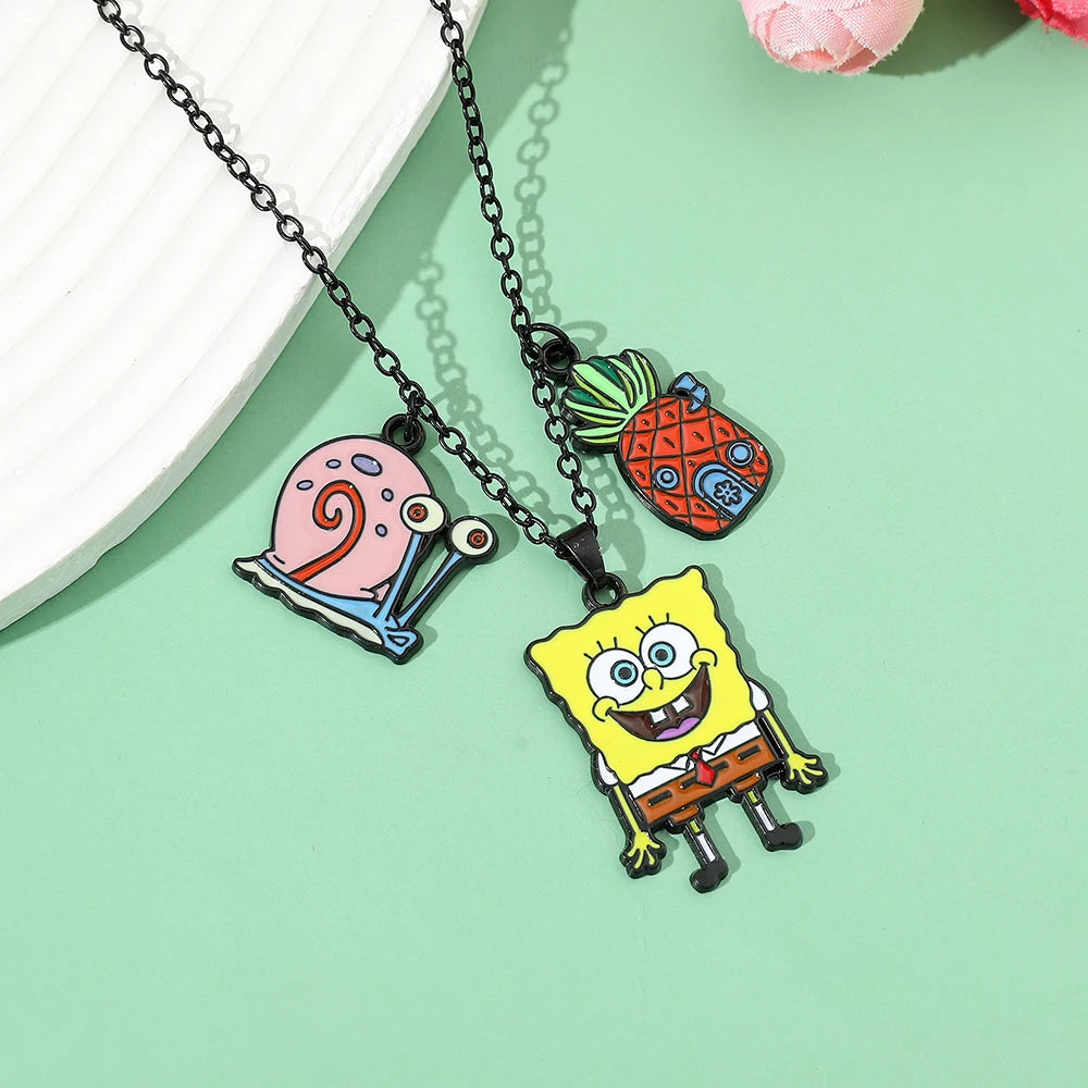 Cute Anime Cartoon Character Necklace Creative Metal Badge Pendant Fashion Jewelry Accessory for Friends