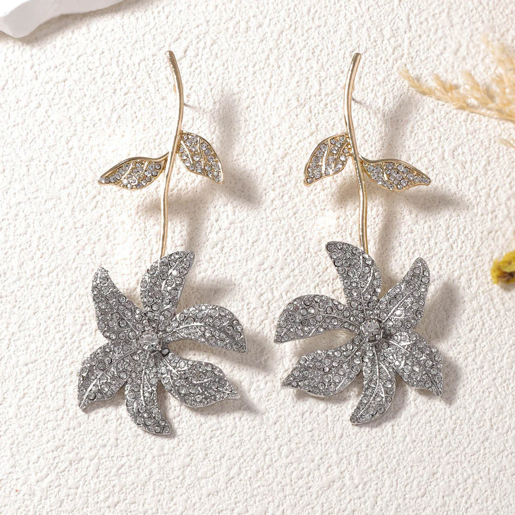 ZAA Elegant Jewelry Woman 2025 Trend Earrings Luxury Rhinestone Flower Shape Charm Ear Accessories Fashion Party Holiday Gifts