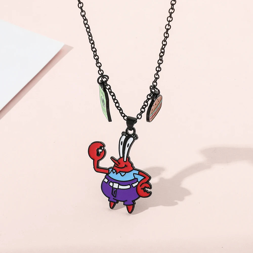 Cute Anime Cartoon Character Necklace Creative Metal Badge Pendant Fashion Jewelry Accessory for Friends