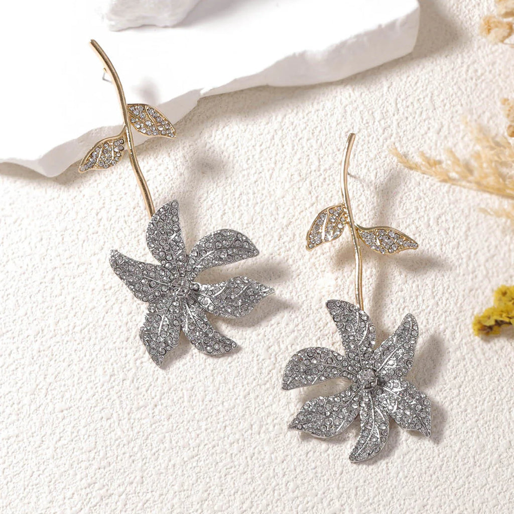 ZAA Elegant Jewelry Woman 2025 Trend Earrings Luxury Rhinestone Flower Shape Charm Ear Accessories Fashion Party Holiday Gifts