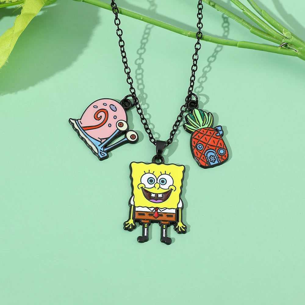 Cute Anime Cartoon Character Necklace Creative Metal Badge Pendant Fashion Jewelry Accessory for Friends