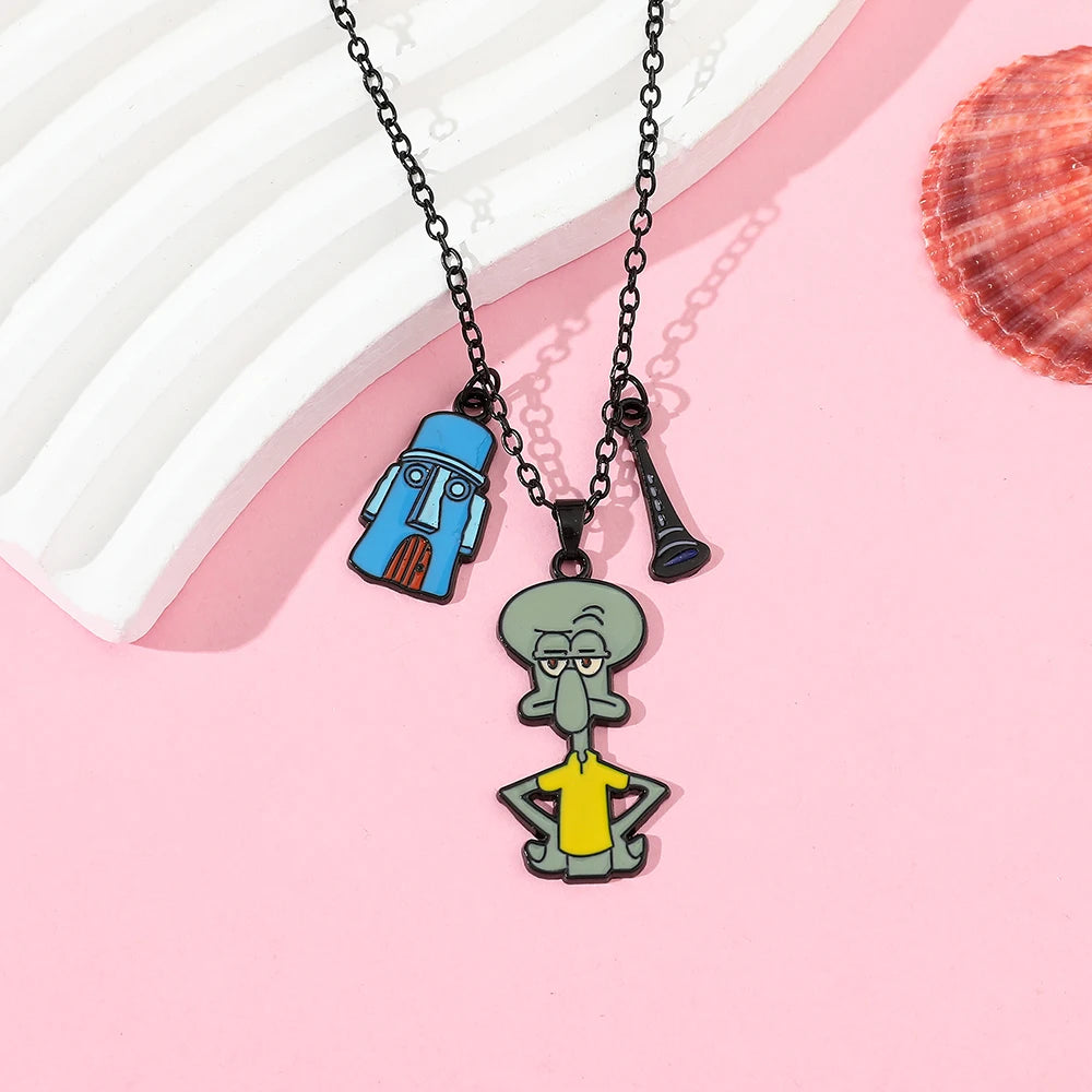 Cute Anime Cartoon Character Necklace Creative Metal Badge Pendant Fashion Jewelry Accessory for Friends