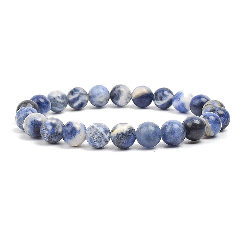 Natural Stone Dark Blue Sodalite Beads Bracelet 4 6 8 10 12mm Size Blue Veins Round Stone Elastic Line Bracelets Fashion Jewelry