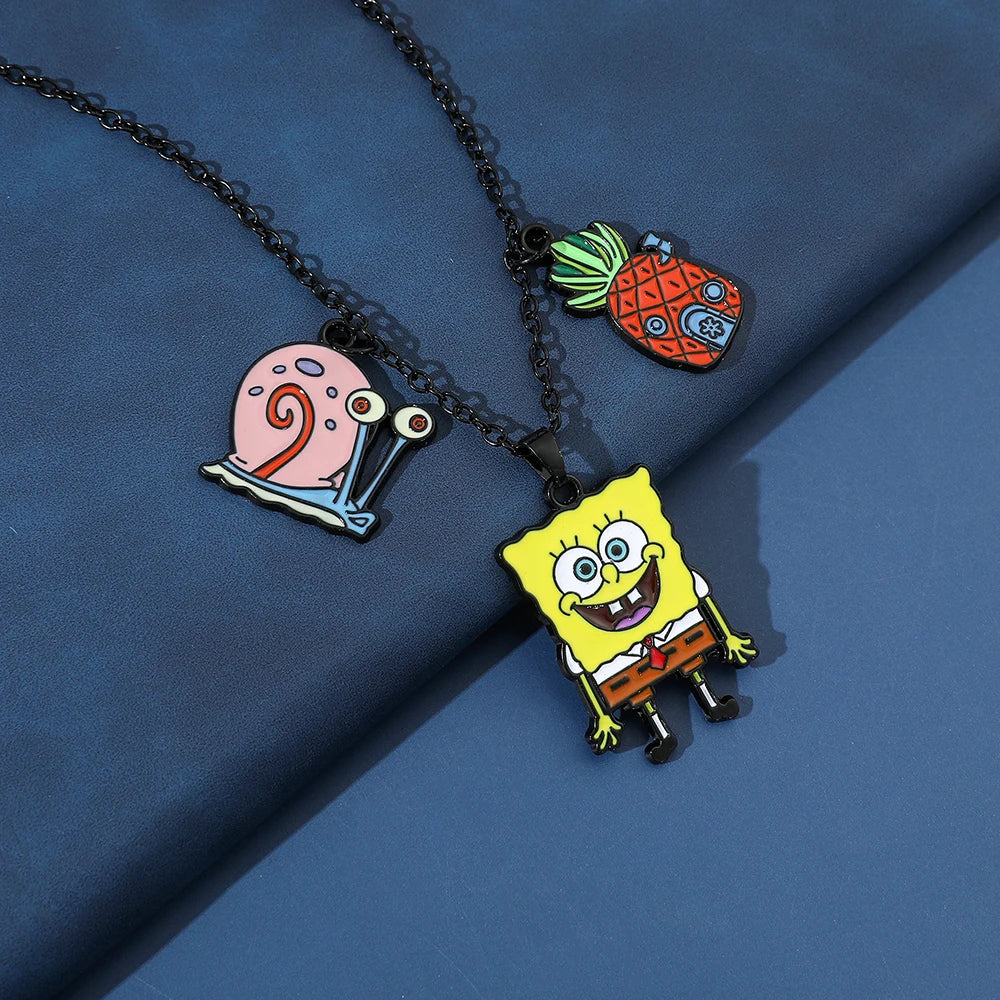 Cute Anime Cartoon Character Necklace Creative Metal Badge Pendant Fashion Jewelry Accessory for Friends