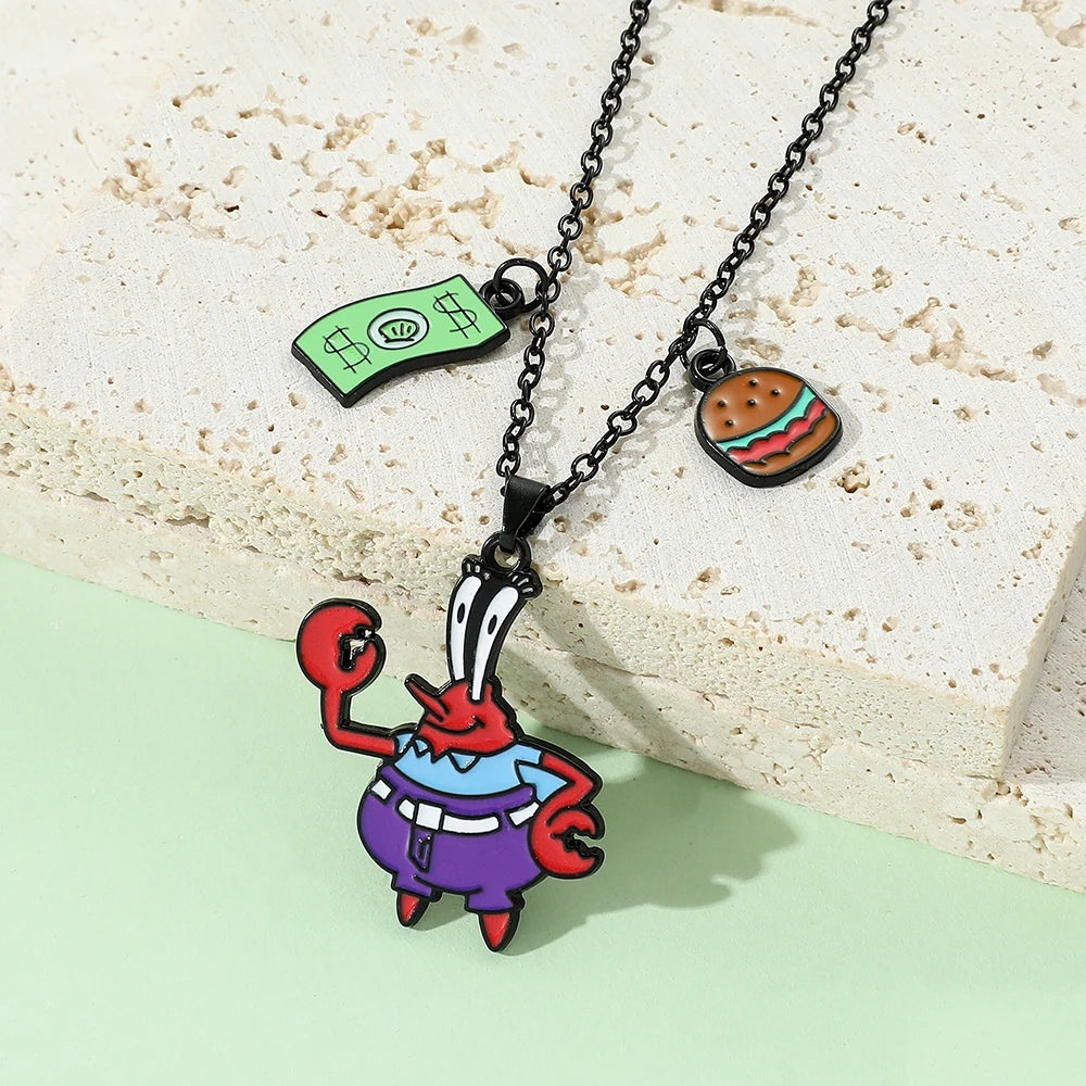 Cute Anime Cartoon Character Necklace Creative Metal Badge Pendant Fashion Jewelry Accessory for Friends
