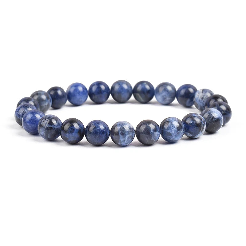 Natural Stone Dark Blue Sodalite Beads Bracelet 4 6 8 10 12mm Size Blue Veins Round Stone Elastic Line Bracelets Fashion Jewelry