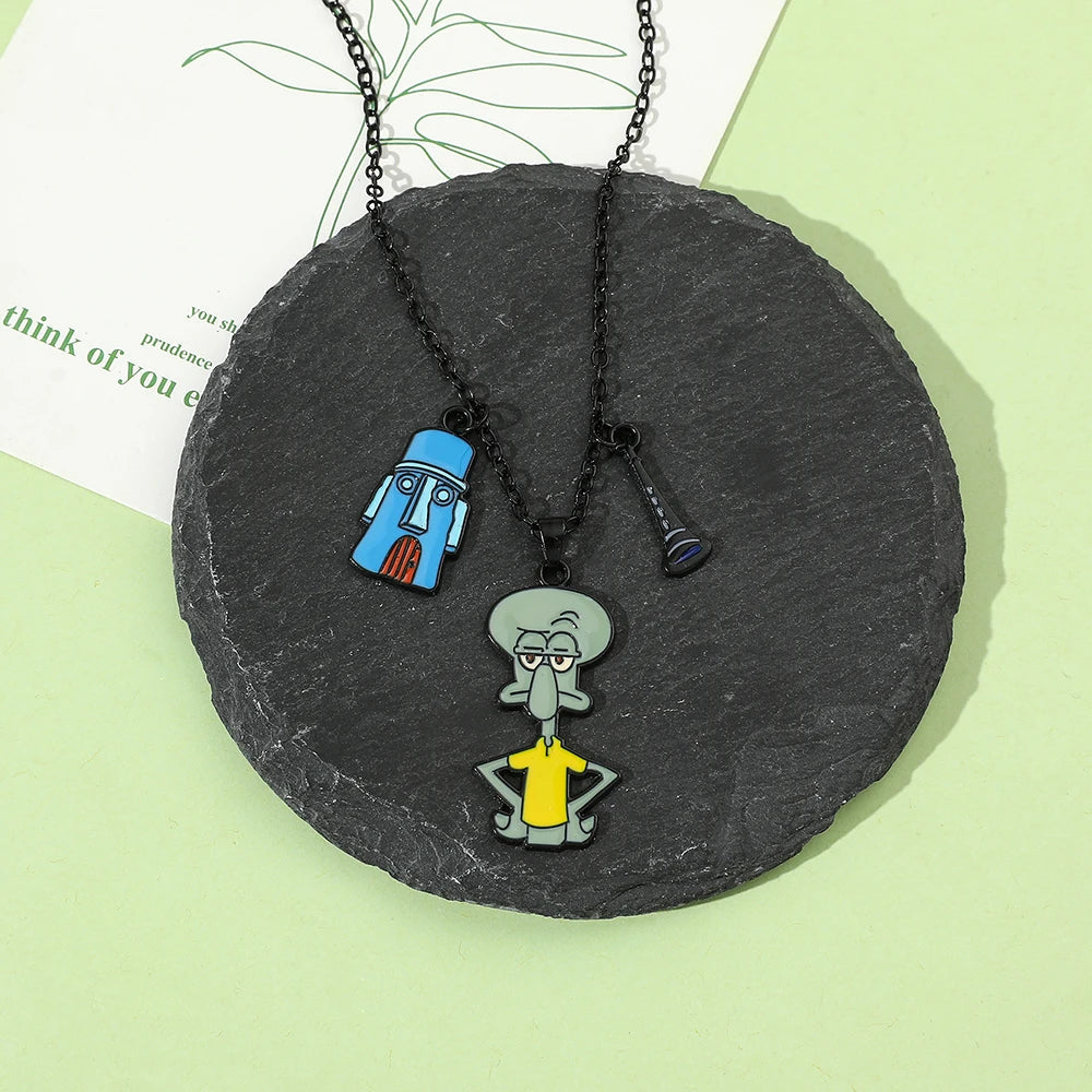 Cute Anime Cartoon Character Necklace Creative Metal Badge Pendant Fashion Jewelry Accessory for Friends