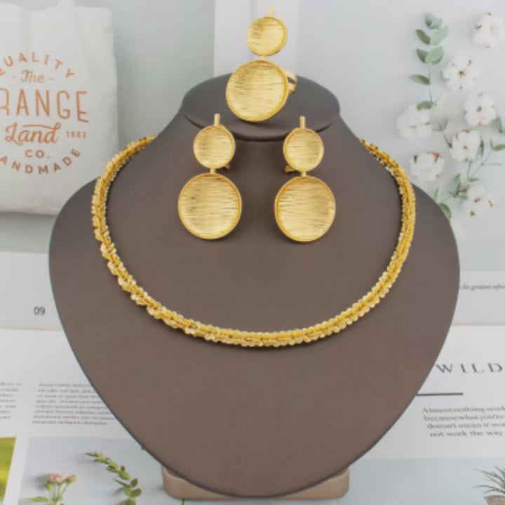 Luxury Gold Color Earrings Ins TK Hot Sale Long Necklace Chain Set Dubai African Fashion Jewelry Wedding Party Anniversary Gift